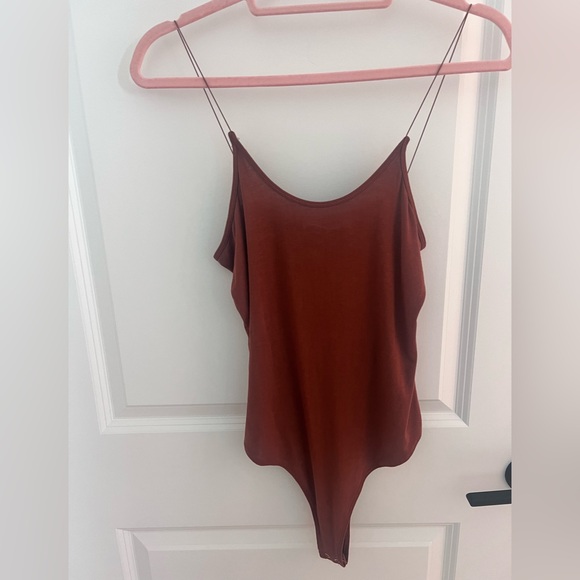 Double Zero Tops - Elegant Rustic Brown Women's Bodysuit Top